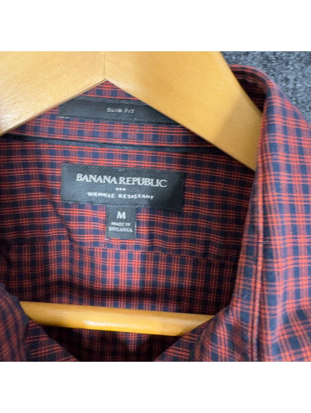 Banana Republic Shirt Men M Medium Red Plaid Button Up Wrinkle Resistant Slim